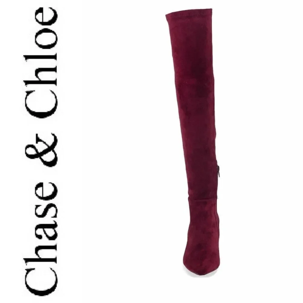 CHASE+CHLOE Burgundy Over The Knee Boots SIZE 7